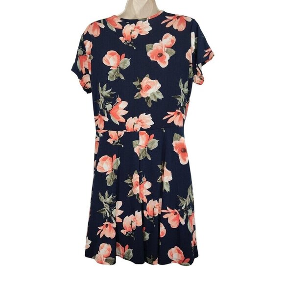 J for Justify Blue Floral A-line V-neck Dress Women Size XL Short Sleeve NEW - Picture 3 of 6